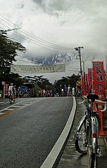 スタート前、富士山の雪渓
