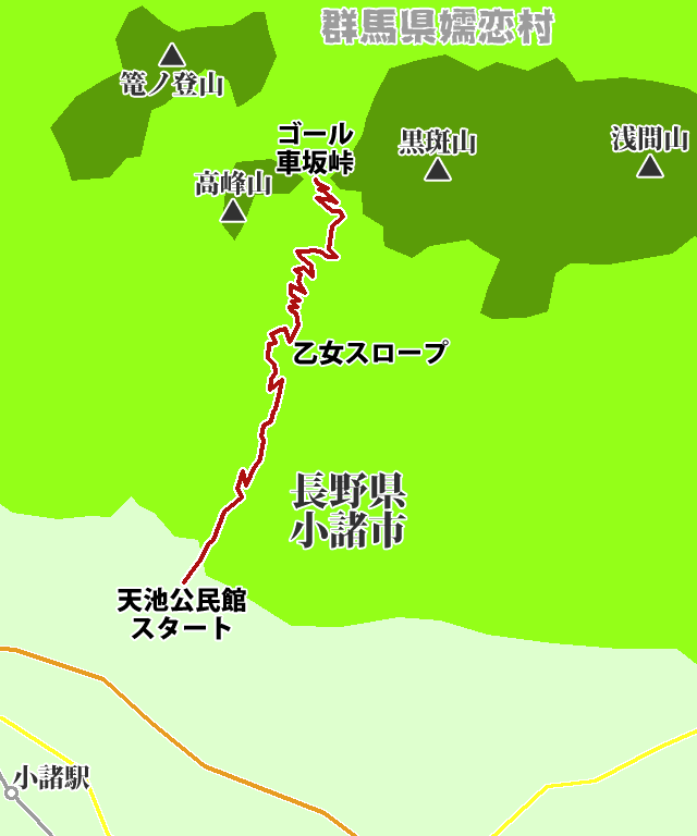 車坂峠ヒルクライムマップ