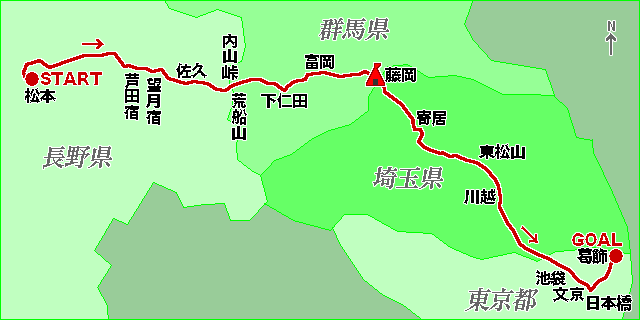 国道254号松本〜東京マップ